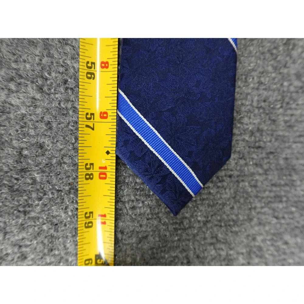 Tommy Hilfiger Necktie Mens One Size Navy Blue‎ Floral Striped Silk Blend